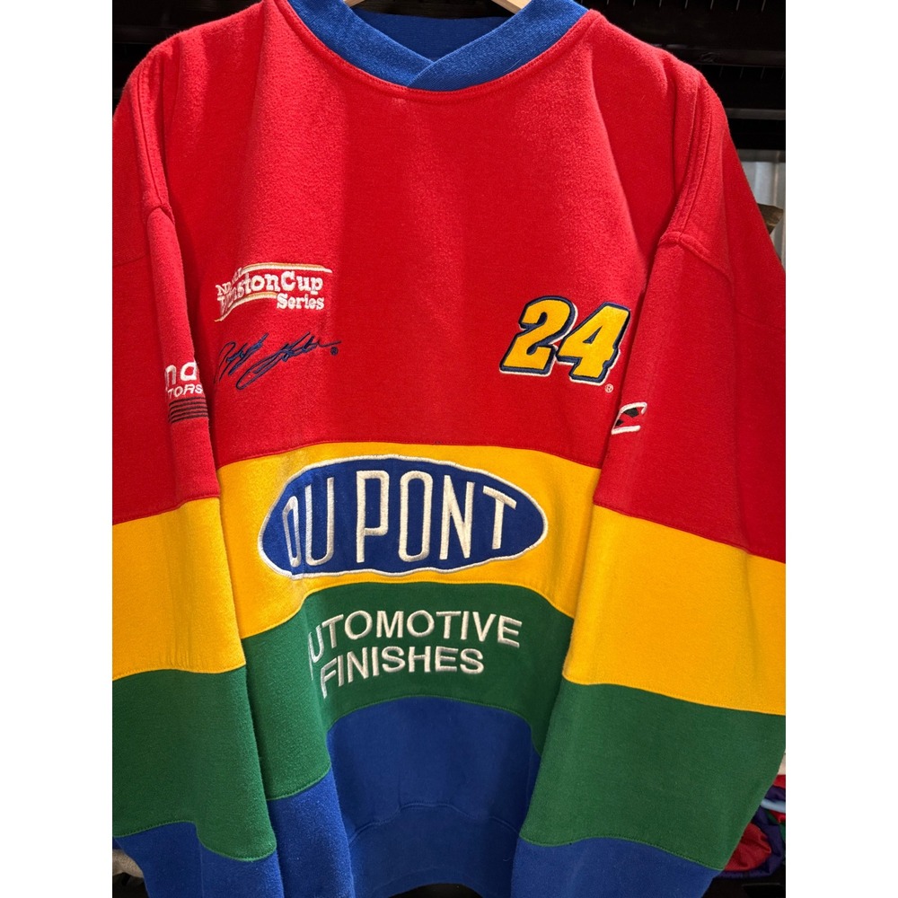 Vintage Chase Authentics NASCAR Jeff Gordon 24 DuPont Sweatshirt XL Colorblock - Picture 2 of 5